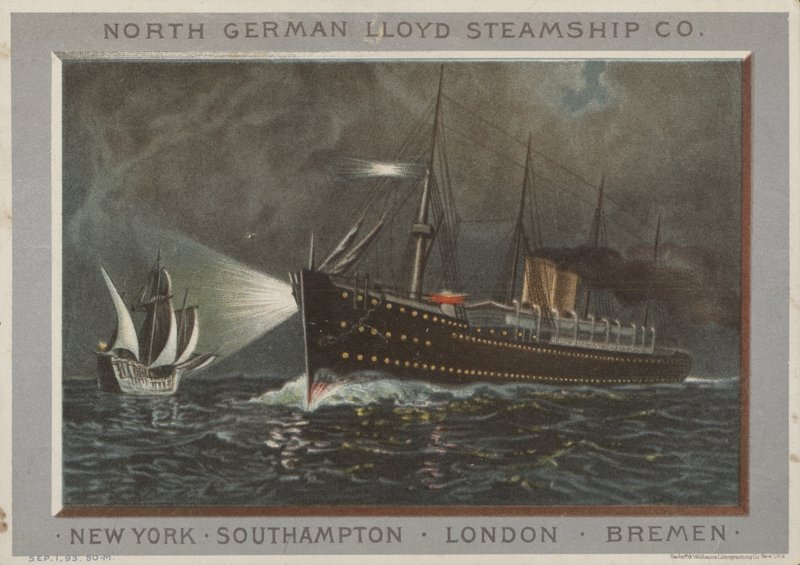 Advertisement for the North German Lloyd Steamship Company by American School