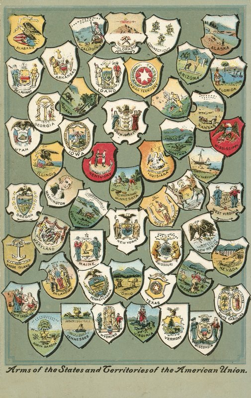 Arms of the States of the USA by American School