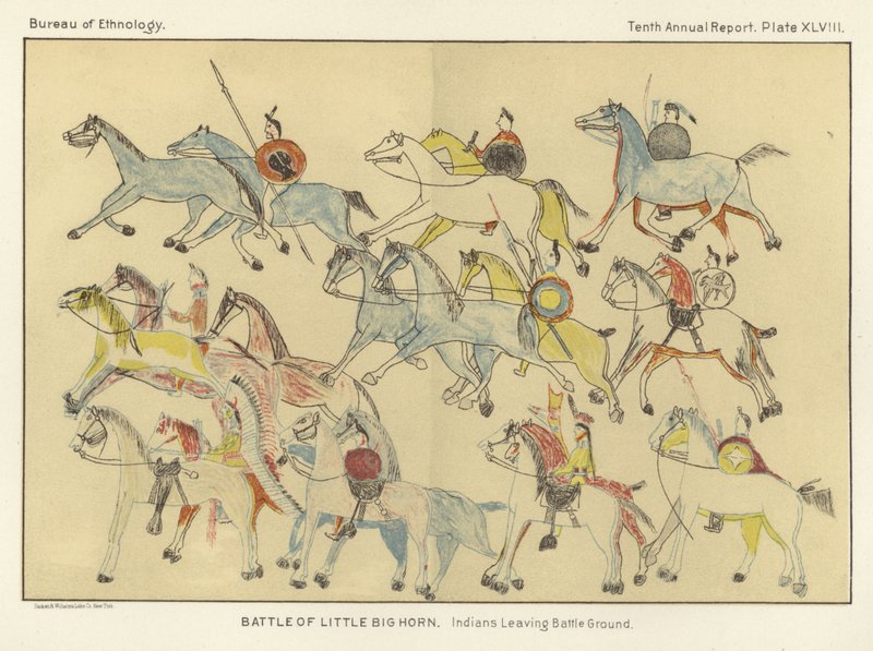 Battle of Little Big Horn - Indians Leaving Battleground by American School