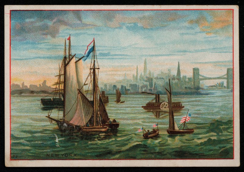 Boats in New York Harbour, Greetings Card by American School