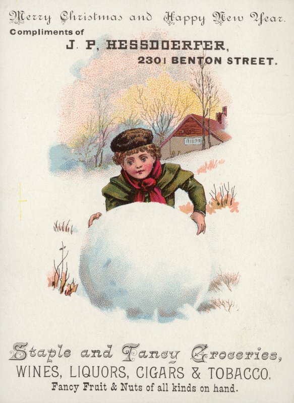 Boy Rolling Giant Snowball by American School