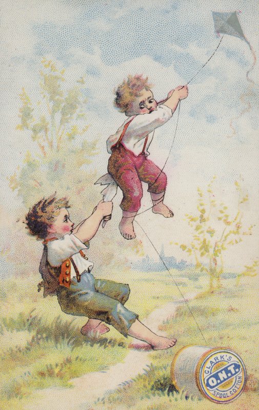 Boys Flying Kite in Trouble by American School