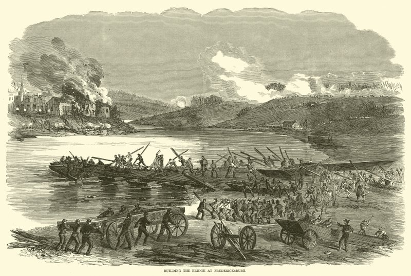 Building the Bridge at Fredericksburg, December 1862 by American School