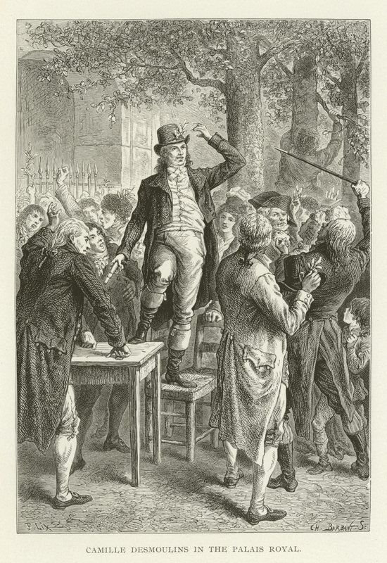 Camille Desmoulins in the Palais Royal by American School
