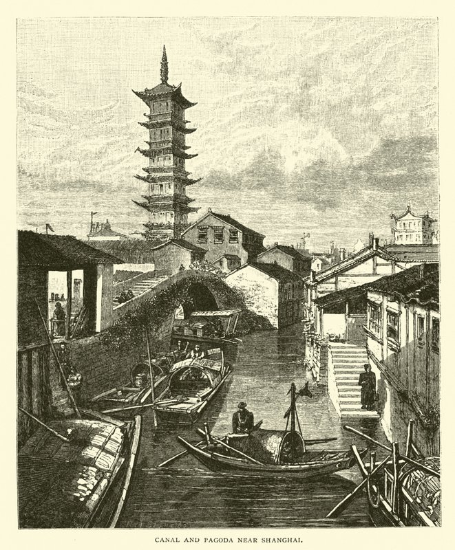 Canal and Pagoda Near Shanghai by American School