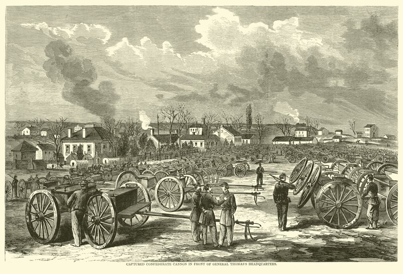 Captured Confederate Cannon in Front of General Thomas