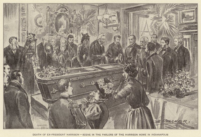 Death of Ex-President Harrison, Scene in the Parlors of the Harrison Home in Indianapolis by American School