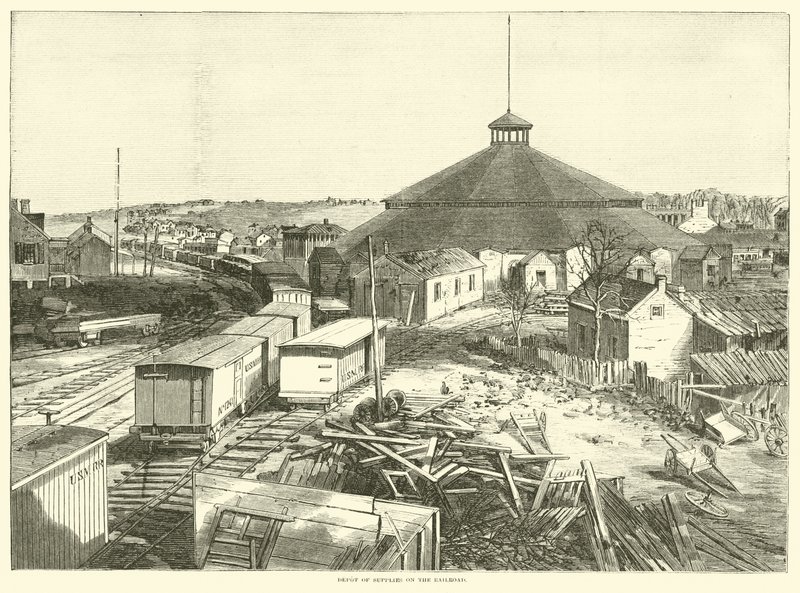 Depot of supplies on the railroad, October 1863 by American School