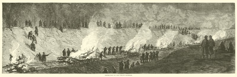Destruction of the Weldon Railroad, September 1864 by American School