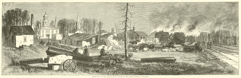 Destruction of the Depots, Public Buildings, and Manufactories at Atlanta, November 1864 by American School