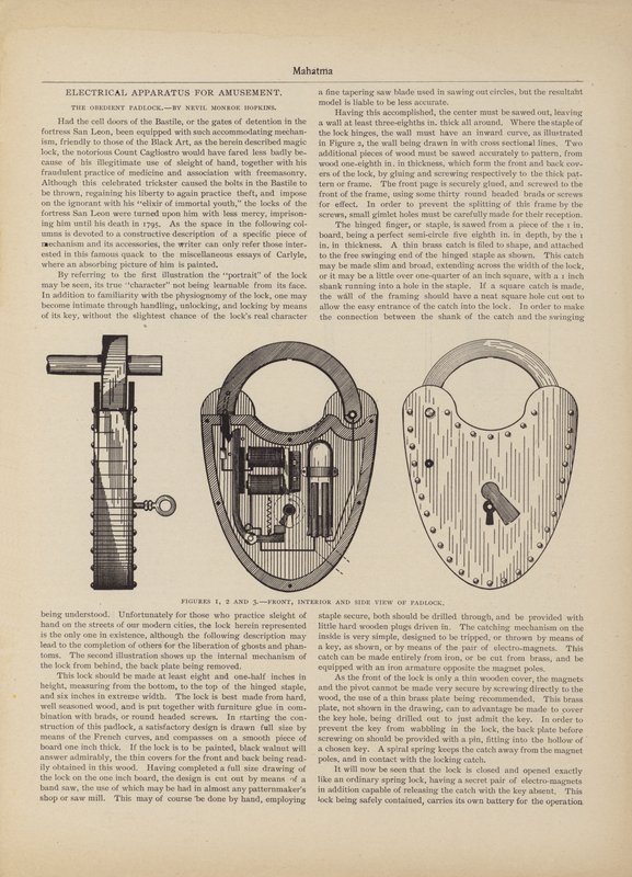 Electrical Apparatus For Amusement, The Obedient Padlock by American School