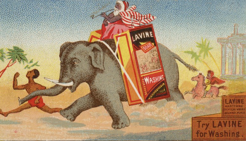 Elephant Running with Box of Washing Soap by American School