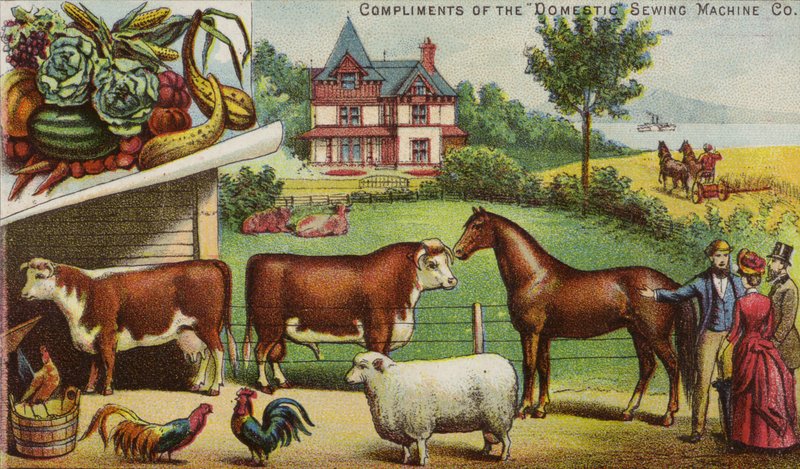 Farm House and Animals by American School