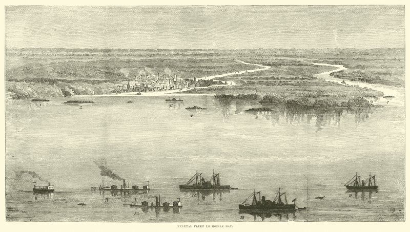 Federal Fleet in Mobile Bay, August 1864 by American School