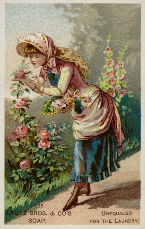 Girl Smelling the Roses by American School