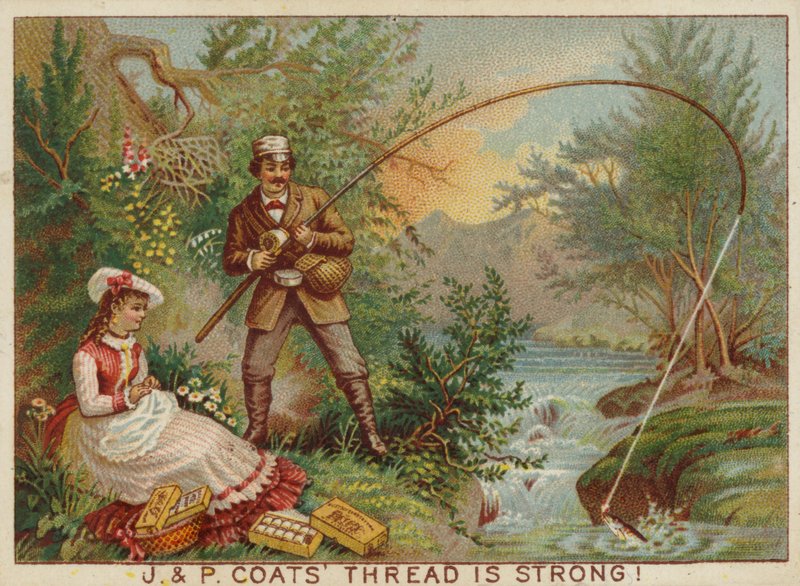 Gentleman Fishing on Riverbank by American School