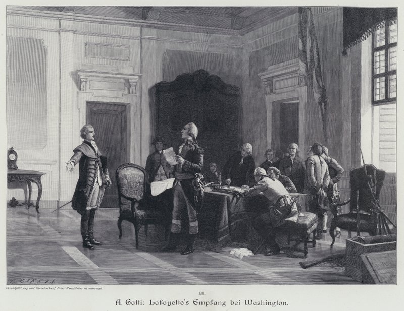 George Washington welcoming the Marquis de Lafayette by American School