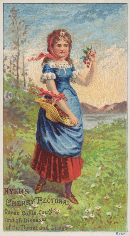 Girl Carrying Basket of Cherries by American School