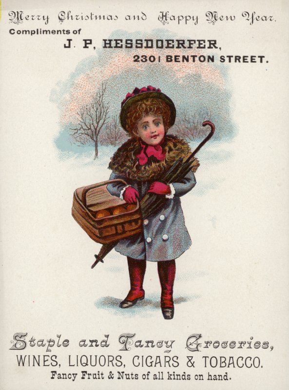 Girl Carrying Basket in Snow by American School