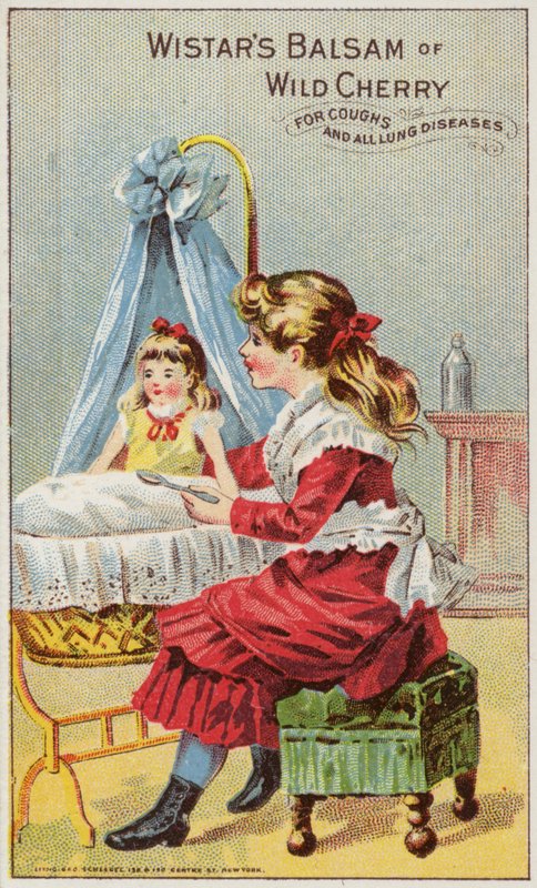 Girl Giving Medicine To Her Doll by American School