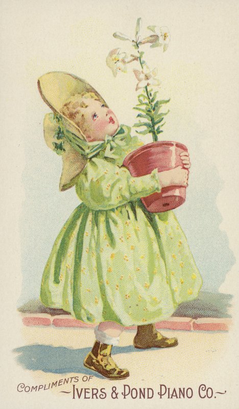 Girl Holding Plant Pot by American School