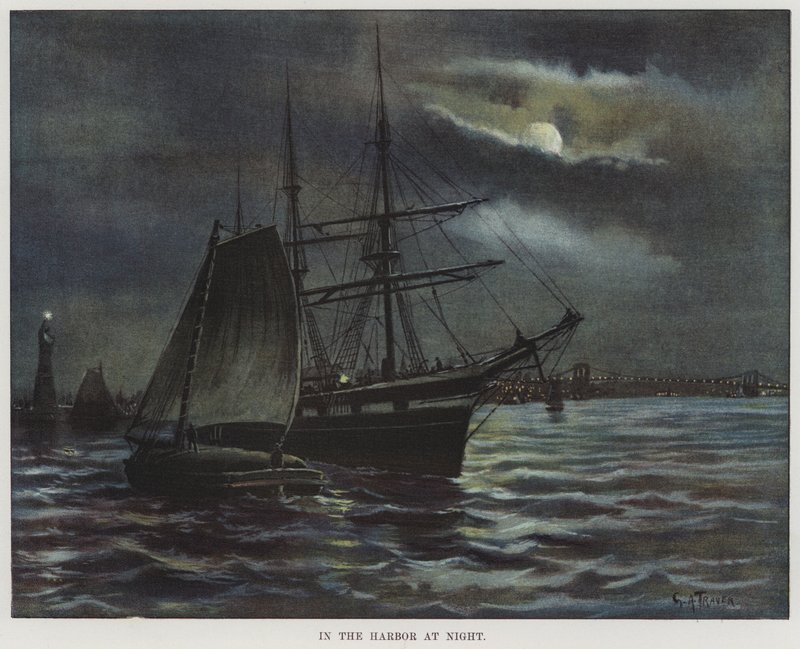In the Harbor at Night by American School