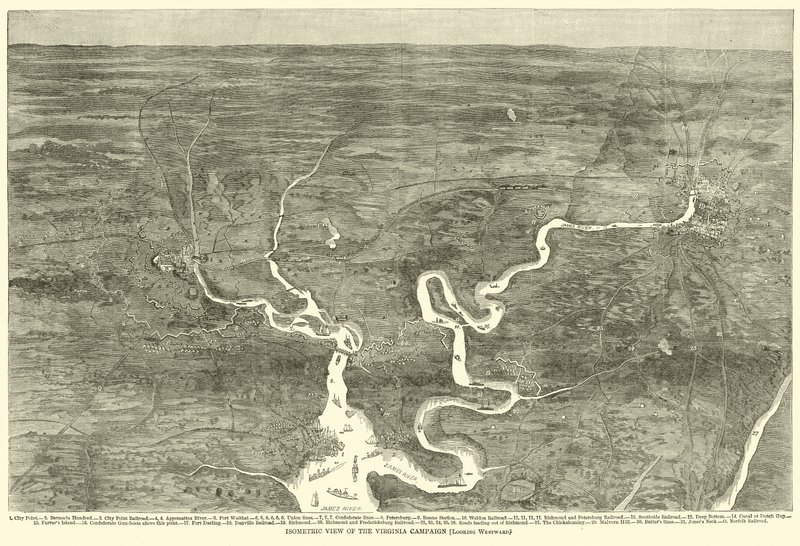 Isometric View of the Virginia Campaign, Looking Westward, June 1864 by American School