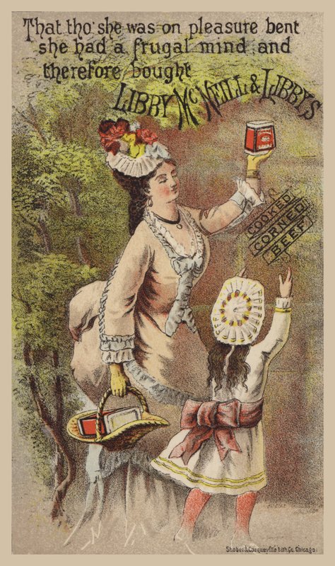 Lady and Girl Advertising Corned Beef by American School