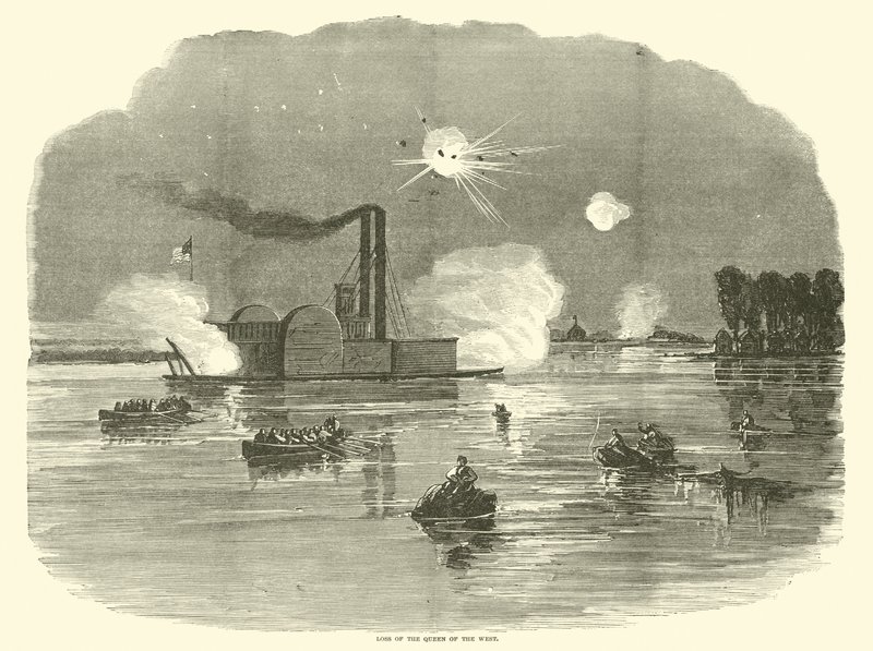 Loss of the Queen of the West, February 1863 by American School