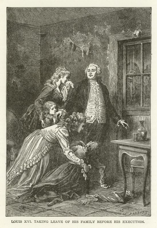 Louis XVI taking leave of his family before his execution by American School