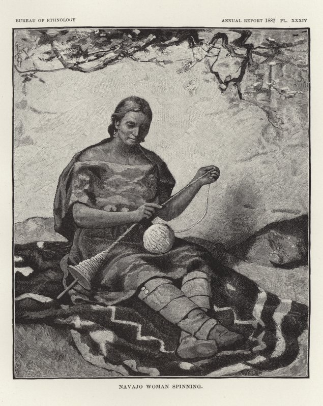 Navajo Woman Spinning by American School