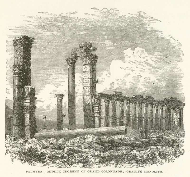 Palmyra, Middle Crossing of Grand Colonnade, Granite Monolith by American School