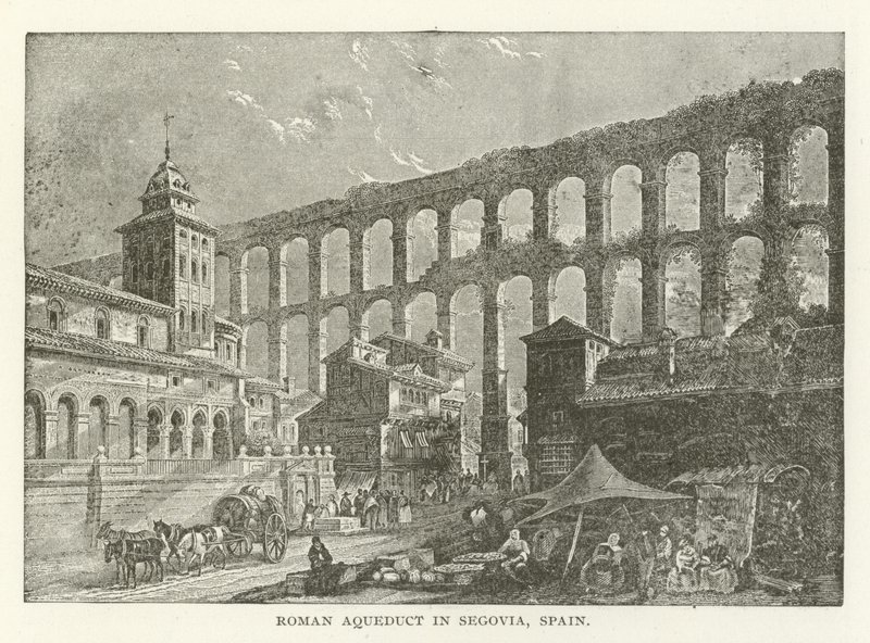Roman Aqueduct in Segovia, Spain by American School