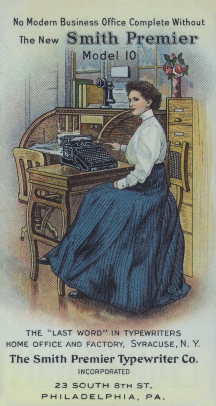 Secretary in Office, with the New Smith Premier Typewriter by American School