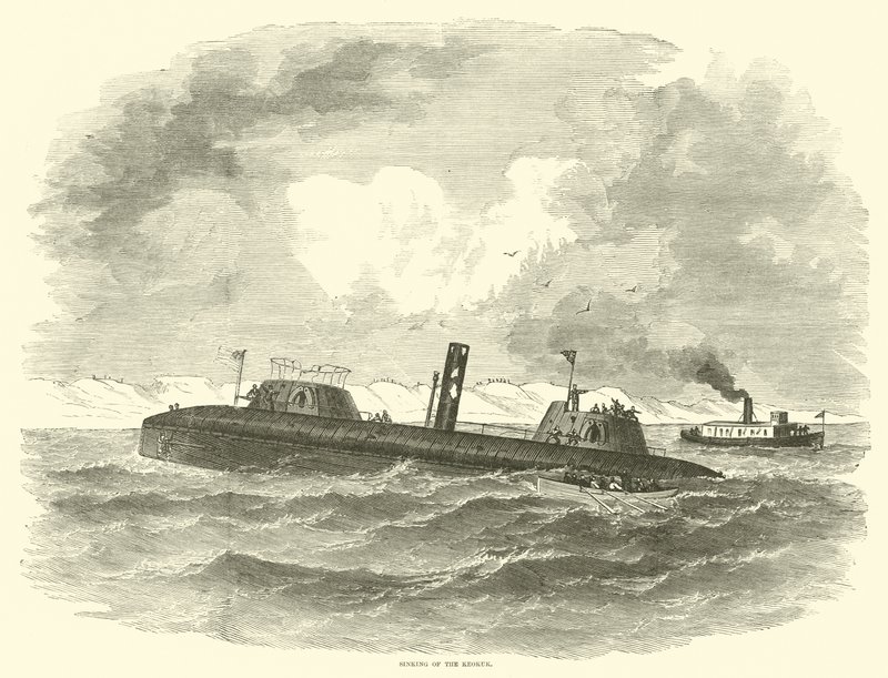 Sinking of the Keokuk, July 1863 by American School