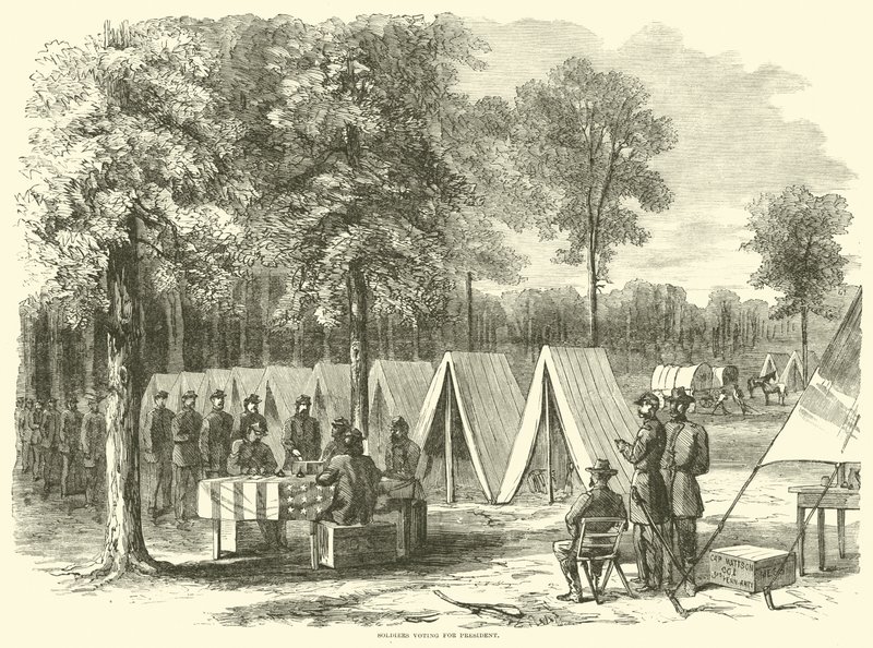 Soldiers Voting for President, September 1864 by American School