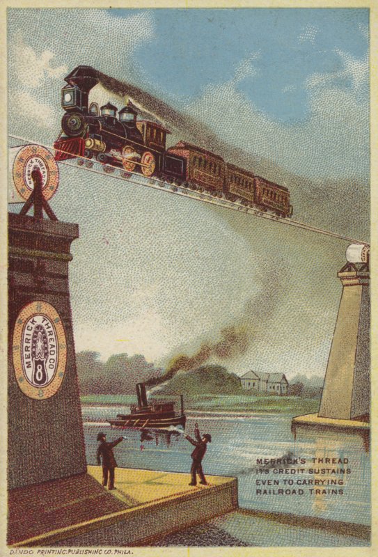 Steam Train Crossing River by American School