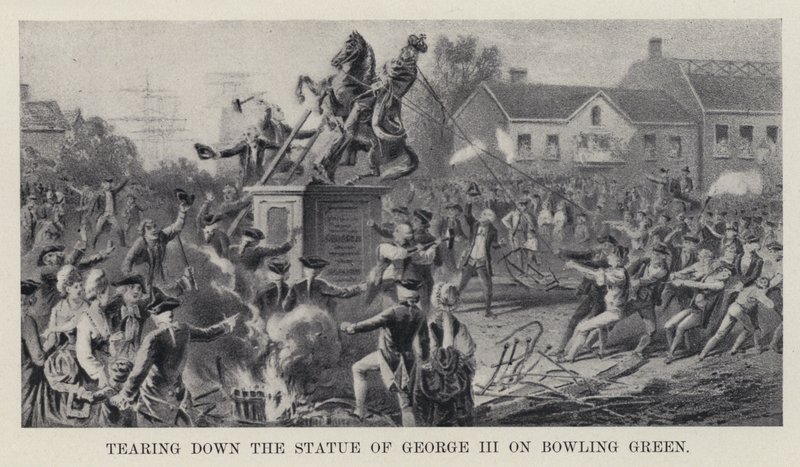 Tearing down the Statue of George III on Bowling Green by American School