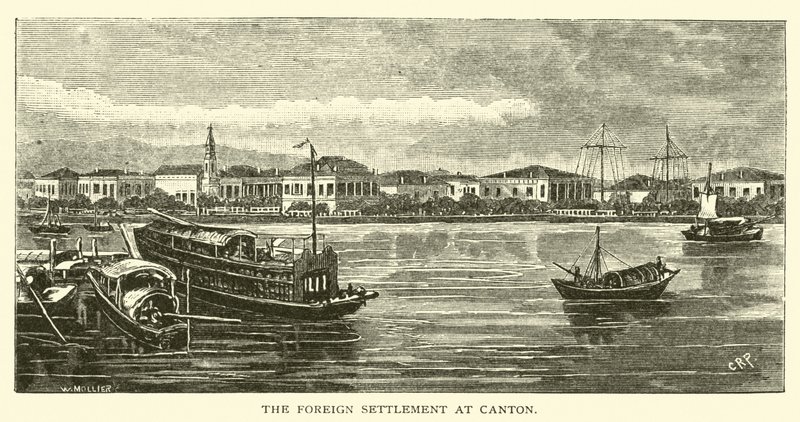 The Foreign Settlement at Canton by American School
