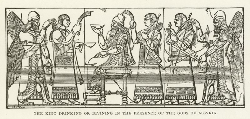 The King Drinking or Divining in the Presence of the Gods of Assyria by American School