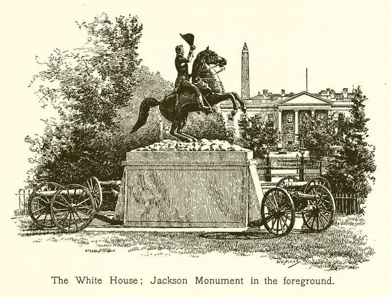 The White House; Jackson Monument in the foreground by American School