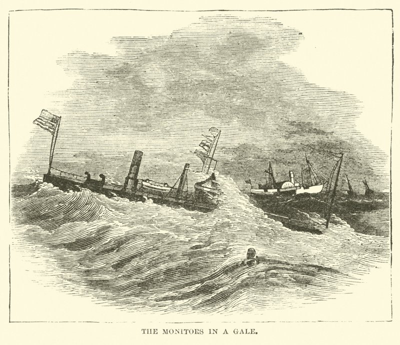 The Monitors in a Gale, December 1864 by American School