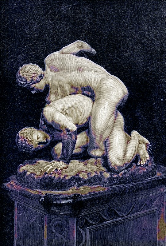 The Wrestlers, Illustration from History of Greece by Victor Duruy, Published 1890 by American School