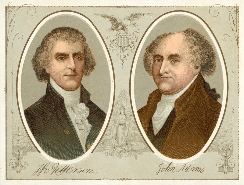 Thomas Jefferson, John Adams by American School
