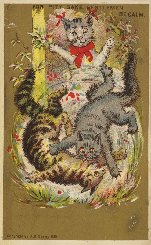 Three Playful Cats by American School