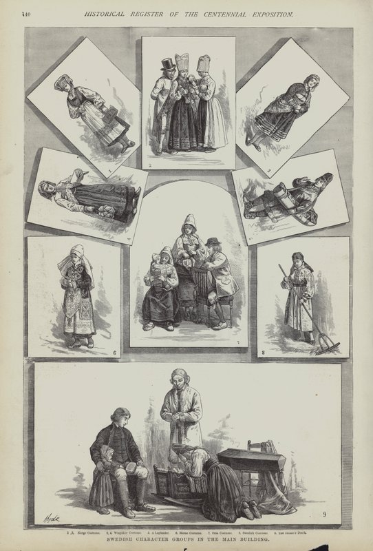 Traditional Swedish costumes, Centennial Exposition, Philadelphia, Pennsylvania, USA by American School