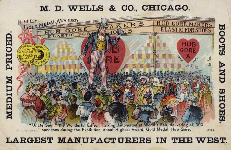 Uncle Sam Making Speech at World Fair by American School