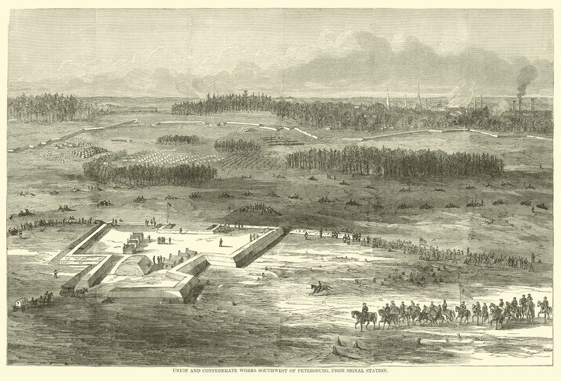 Union and Confederate Works Southwest of Petersburg, from Signal Station, March 1865 by American School