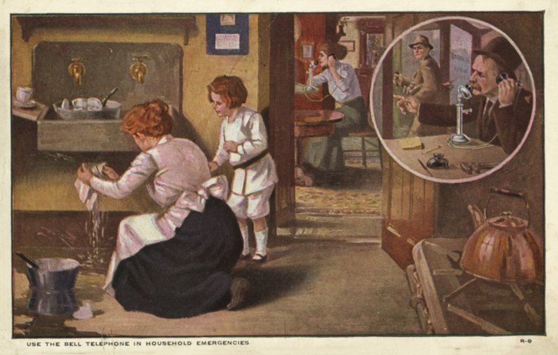 Woman Telephoning a Plumber by American School