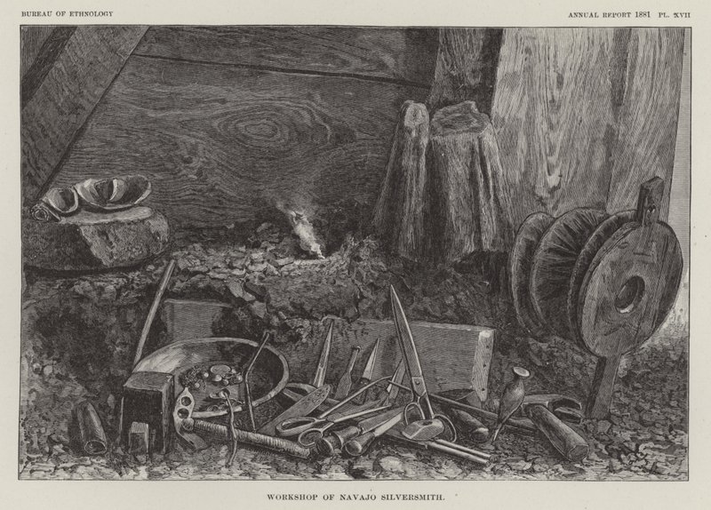 Workshop of Navajo Silversmith by American School